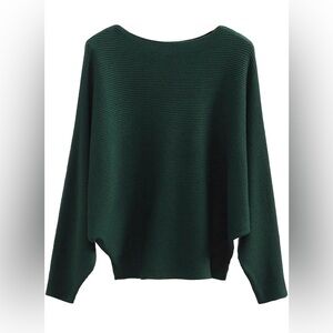 NWT Green Ribbed Dolman Sweater - One Size